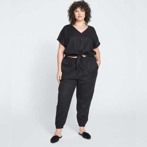 NWT Universal Standard Linen Joggers in Black, 14W - Picture 2 of 10